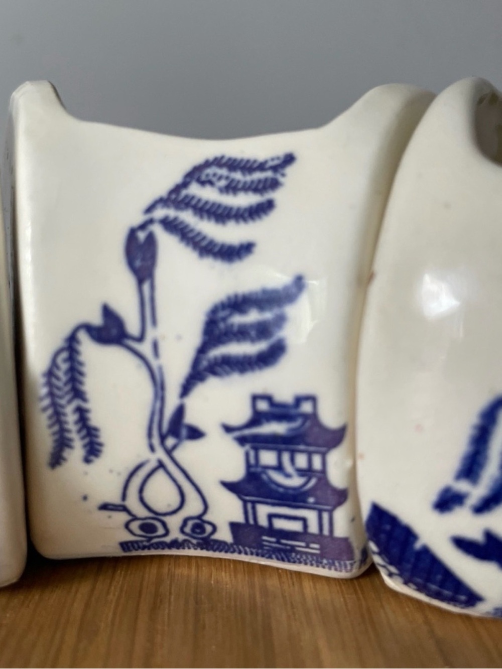 Vintage Blue Willow Dachshund 4-Piece Ceramic Planter Snack Set Japan - Picture 13 of 16
